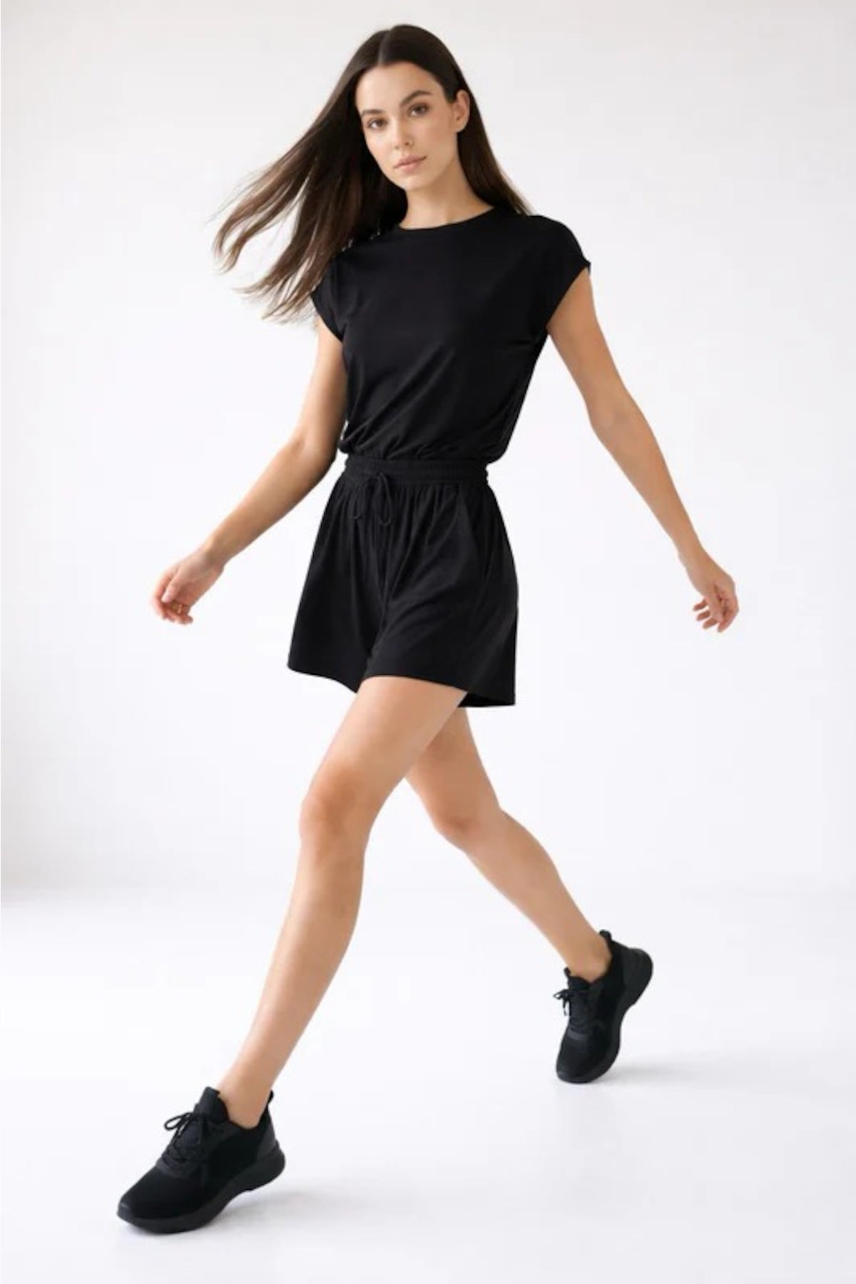 Relactive Wear-Lesie Mono corto de modal ultrasuave negro para mujer