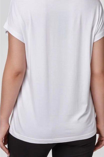 Relactive Wear-Liona Top Diario de Mujer de Mezcla de Modal Blanco Suave y Elástico