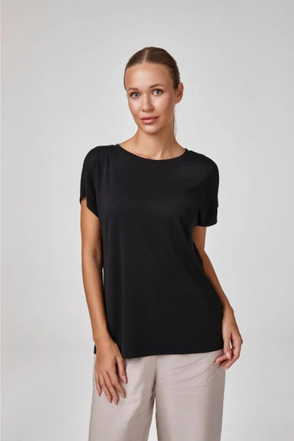 Relactive Wear-Liona Women’s Black Modal Blend Soft Stretch Everyday Top