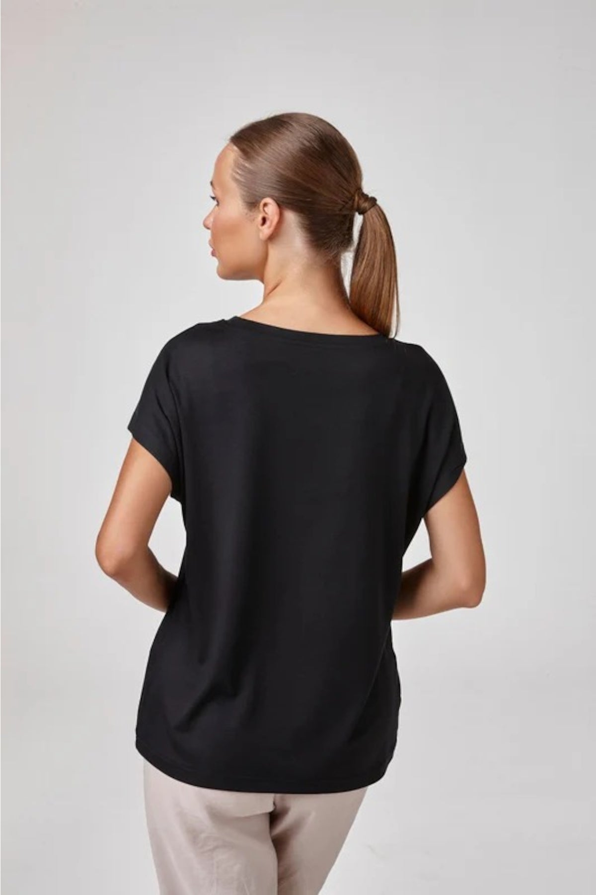 Relactive Wear-Liona Women’s Black Modal Blend Soft Stretch Everyday Top