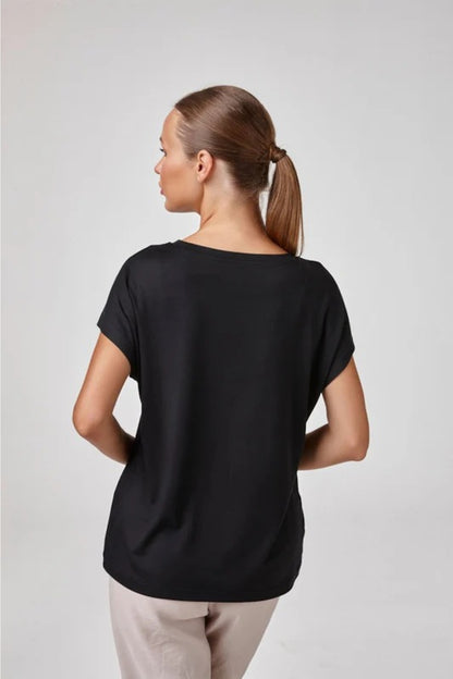 Relactive Wear-Liona Women’s Black Modal Blend Soft Stretch Everyday Top