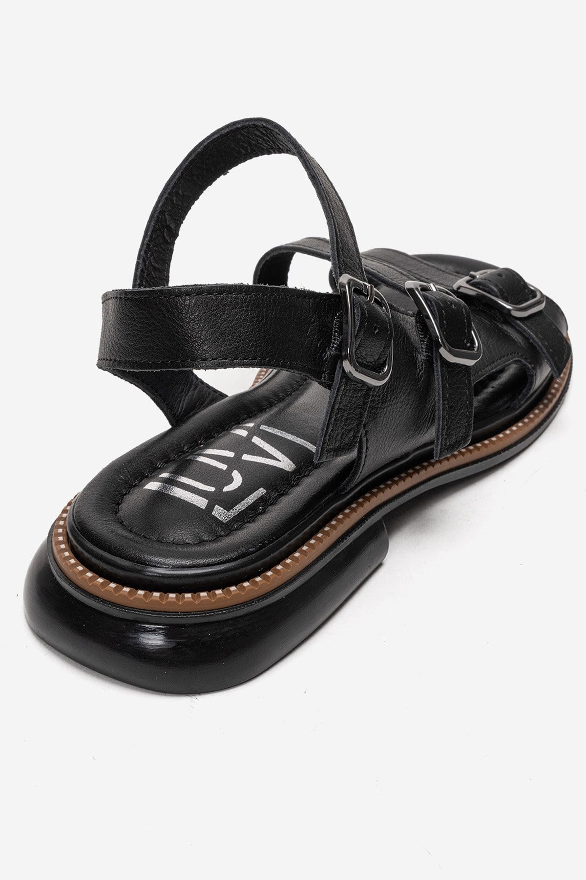 MOREZ - Black Genuine Leather Sandal (Women)