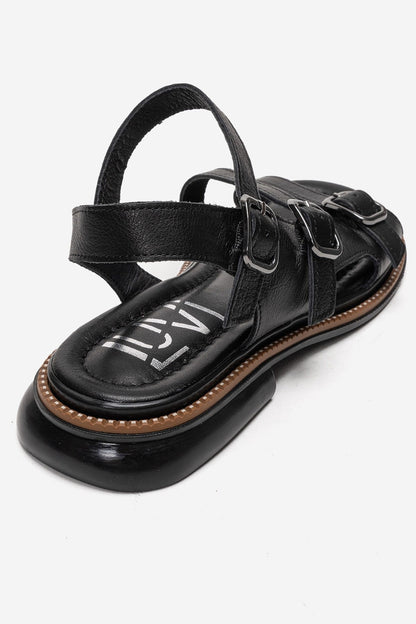 MOREZ - Black Genuine Leather Sandal (Women)