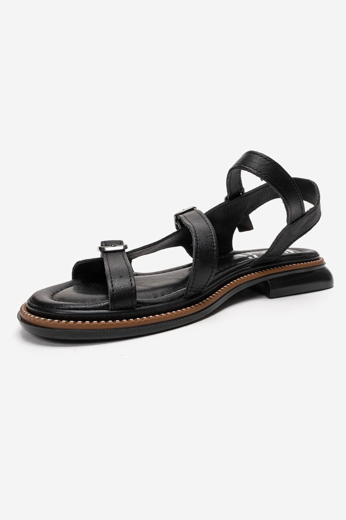 MOREZ - Black Genuine Leather Sandal (Women)