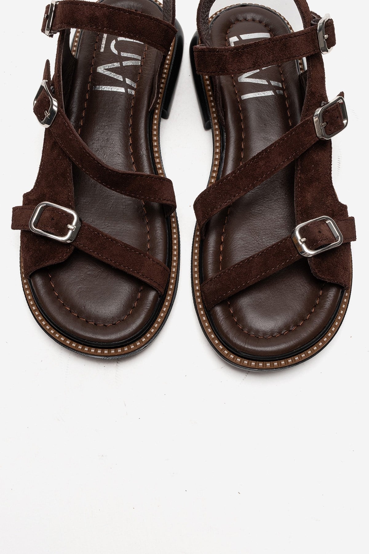MOREZ - Brown Genuine Leather Suede Slingback Sandal (Women)