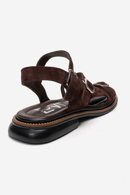 MOREZ - Brown Genuine Leather Suede Slingback Sandal (Women)