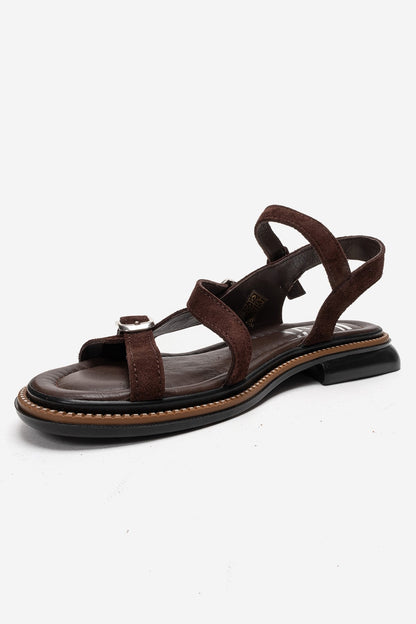 MOREZ - Brown Genuine Leather Suede Slingback Sandal (Women)
