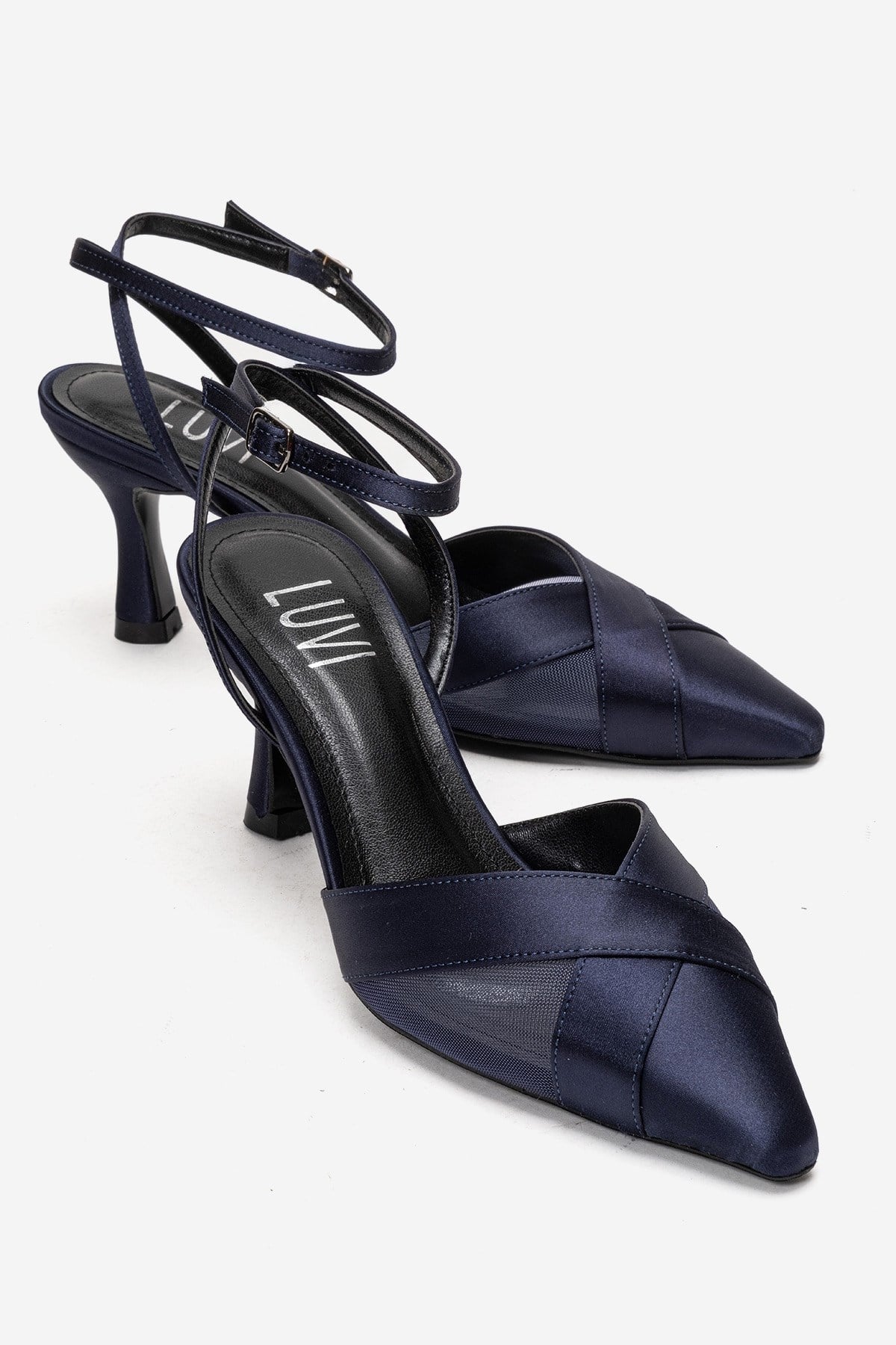 ESTELA - Navy Satin Stiletto Pump (Women)