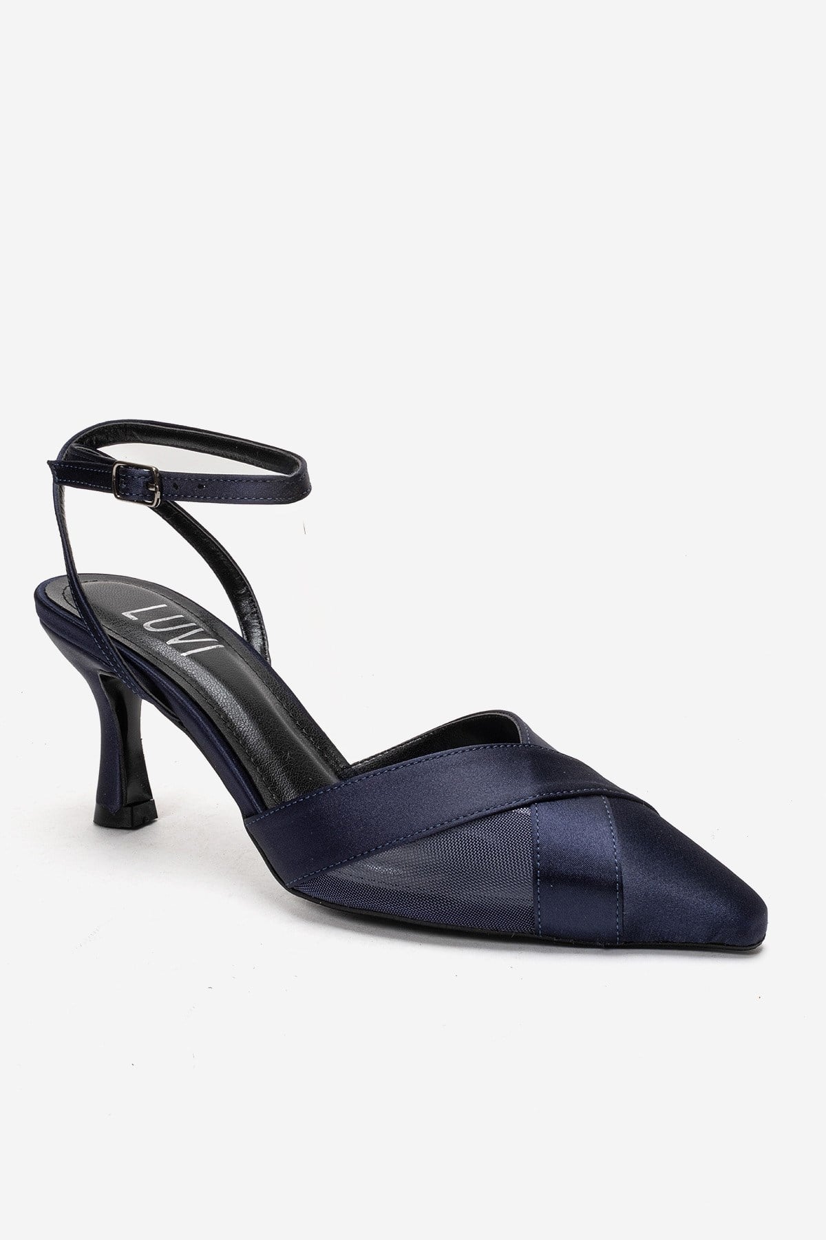 ESTELA - Navy Satin Stiletto Pump (Women)