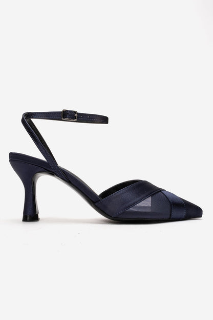 ESTELA - Navy Satin Stiletto Pump (Women)
