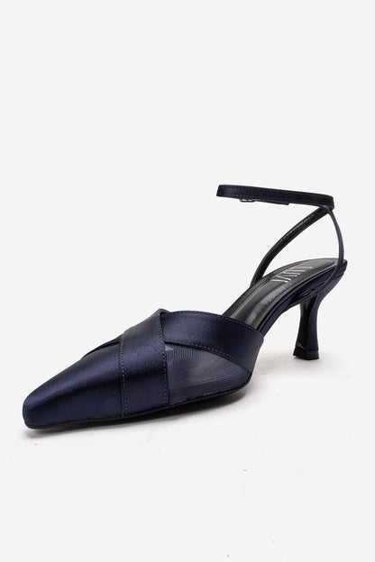 ESTELA - Navy Satin Stiletto Pump (Women)