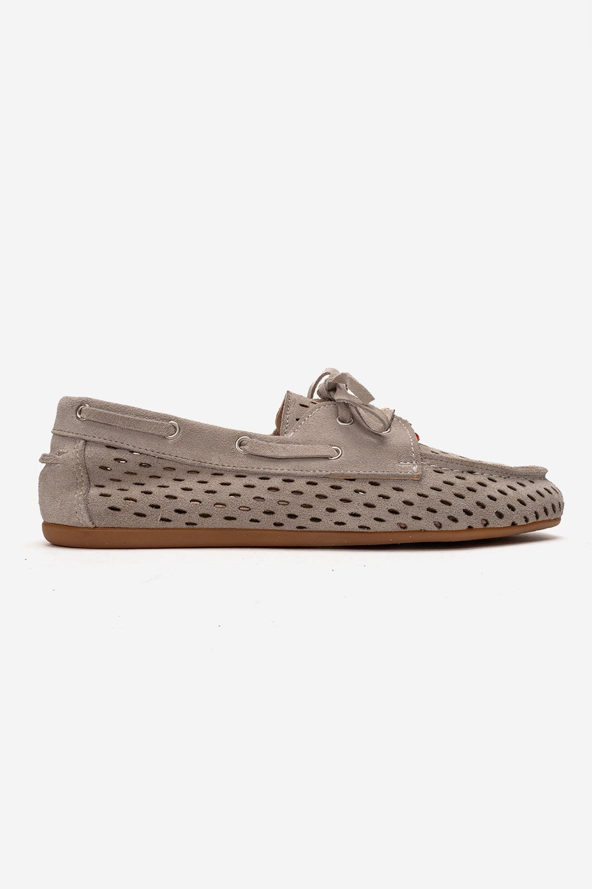 STEVO - Mocasin de Piel Genuina de Gamuza Beige con Cordones (Mujer)
