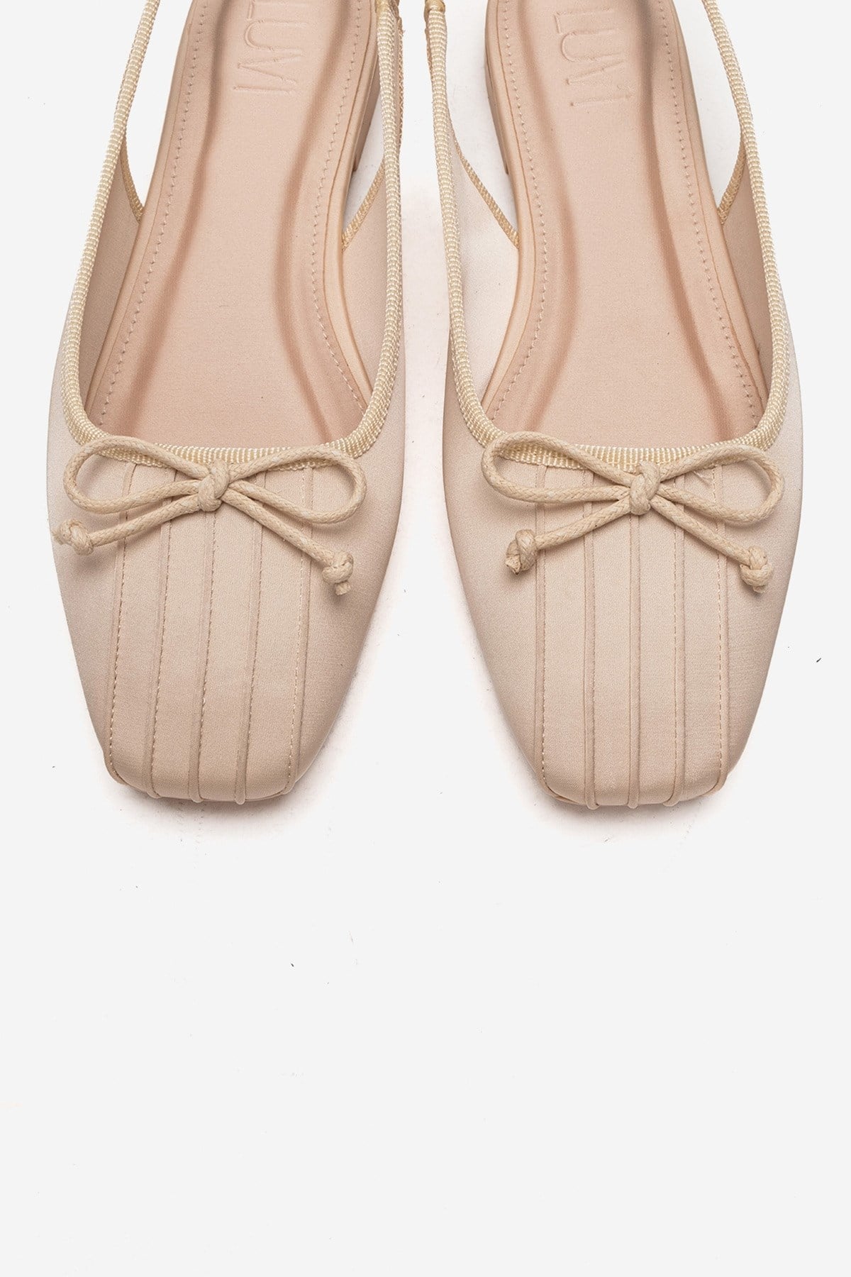 Zelvia - Beige Satin Bow Slingback Ballet Flat (Women)