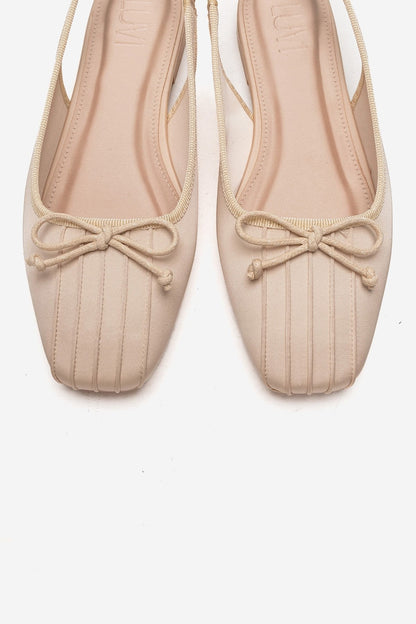 Zelvia - Beige Satin Bow Slingback Ballet Flat (Women)