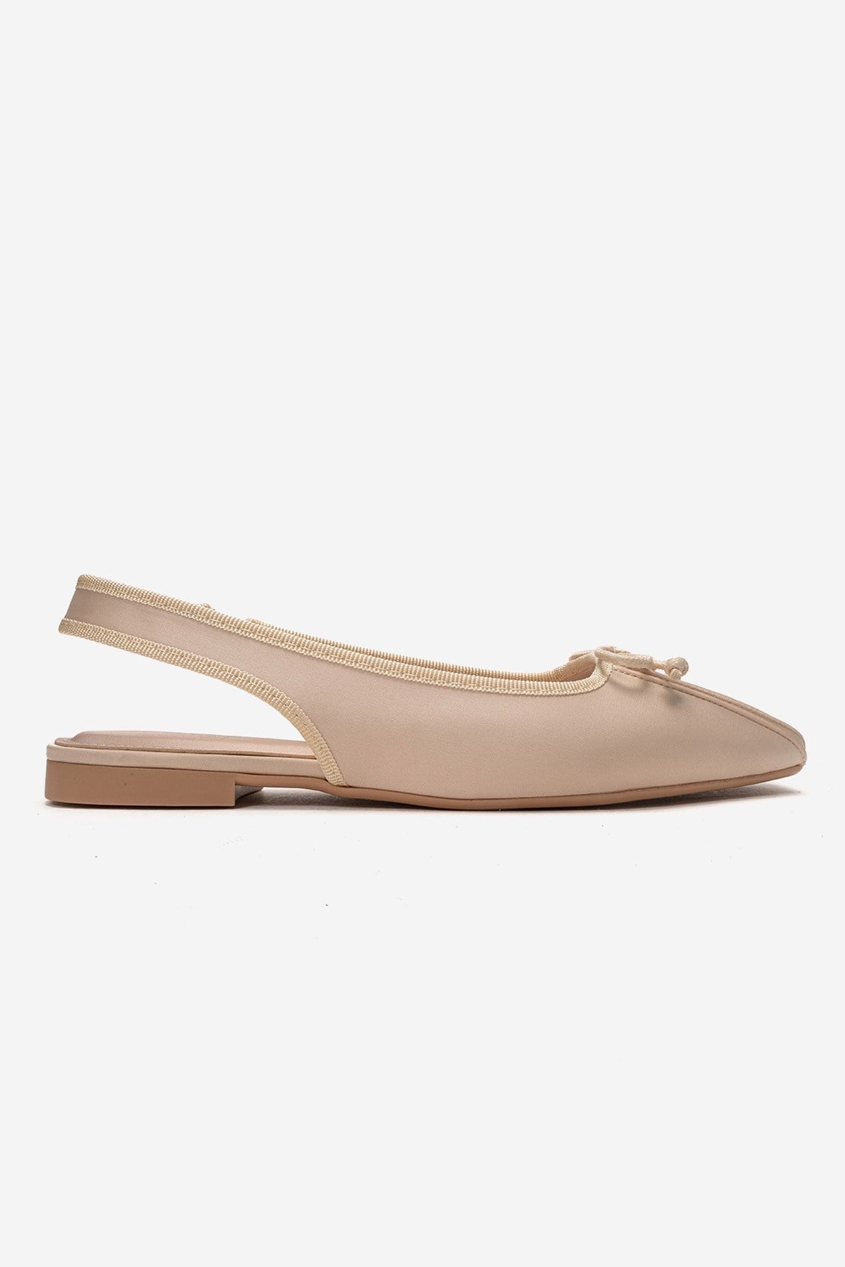 Zelvia - Beige Satin Bow Slingback Ballet Flat (Women)