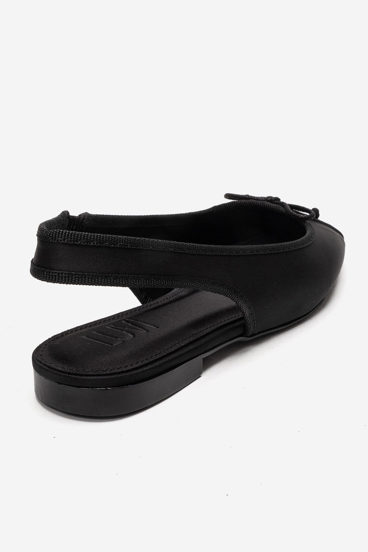 Zelvia - Black Satin Bow Slingback Ballet Flat (Women)