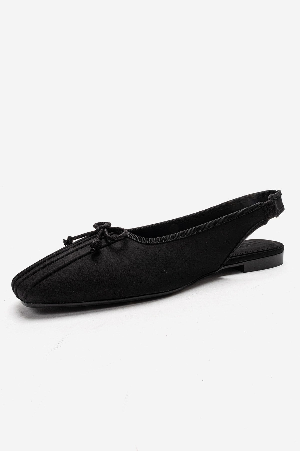 Zelvia - Black Satin Bow Slingback Ballet Flat (Women)