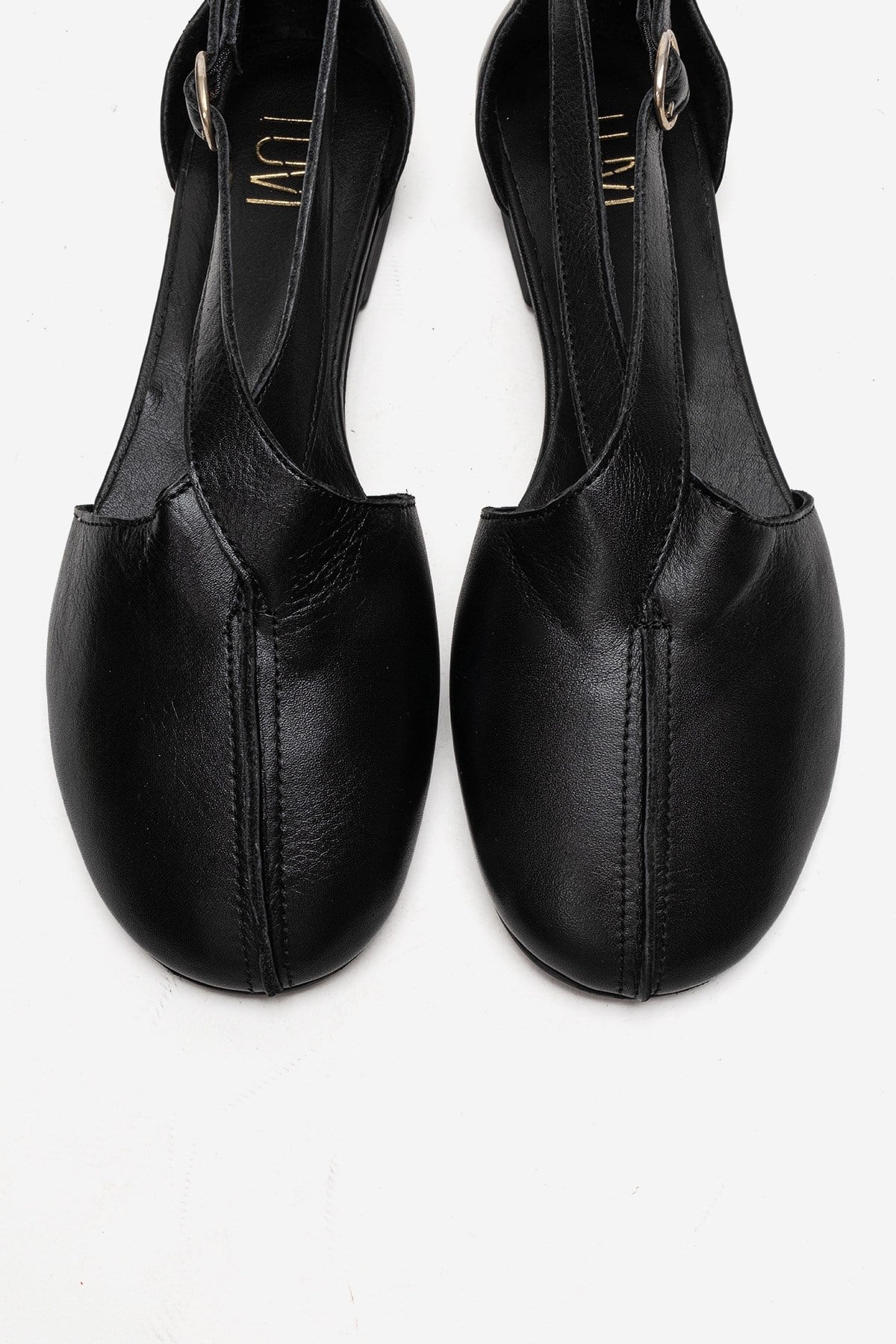 Fable - Black Genuine Leather Side-Cut Ballet Flat (Women)