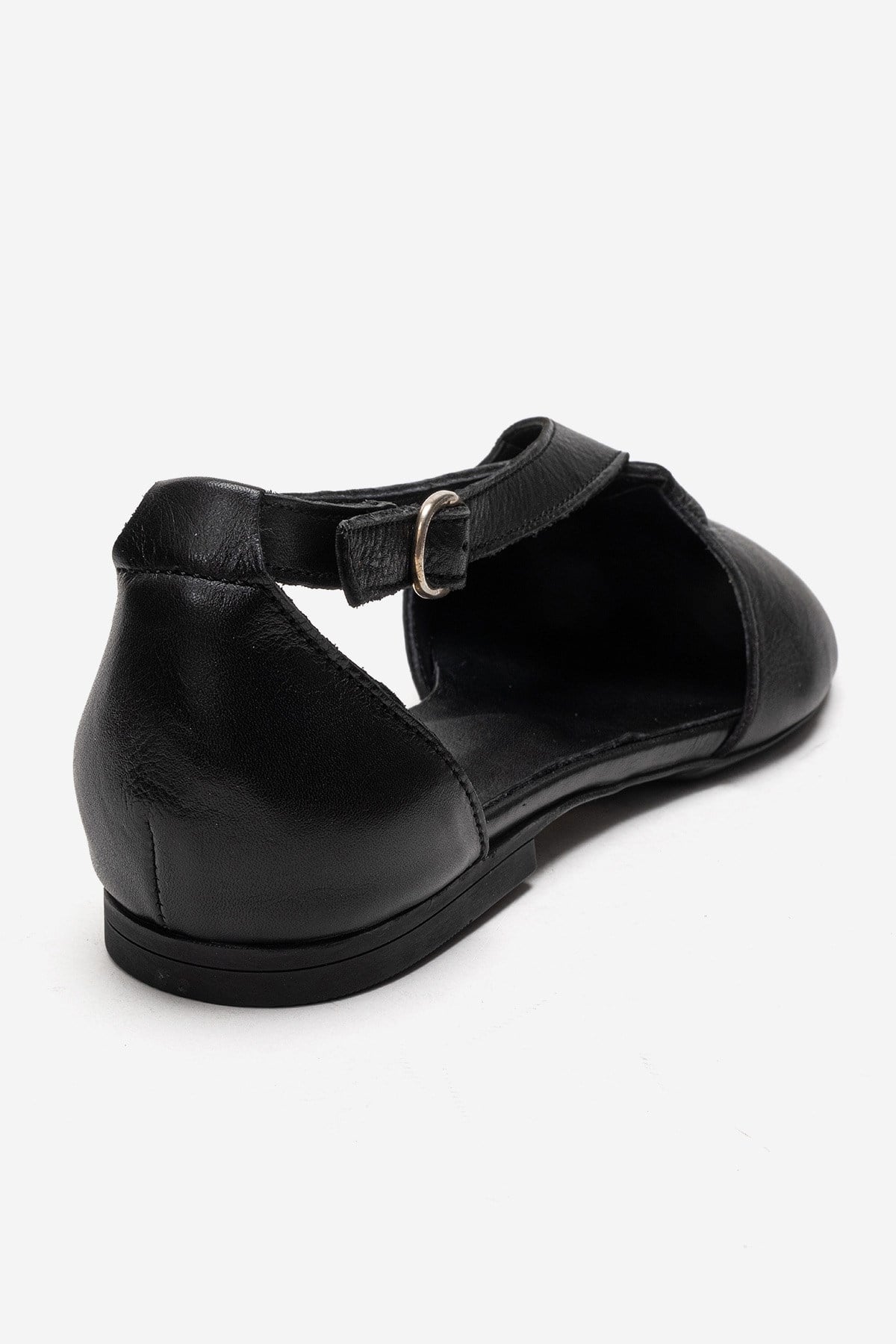 Fable - Black Genuine Leather Side-Cut Ballet Flat (Women)