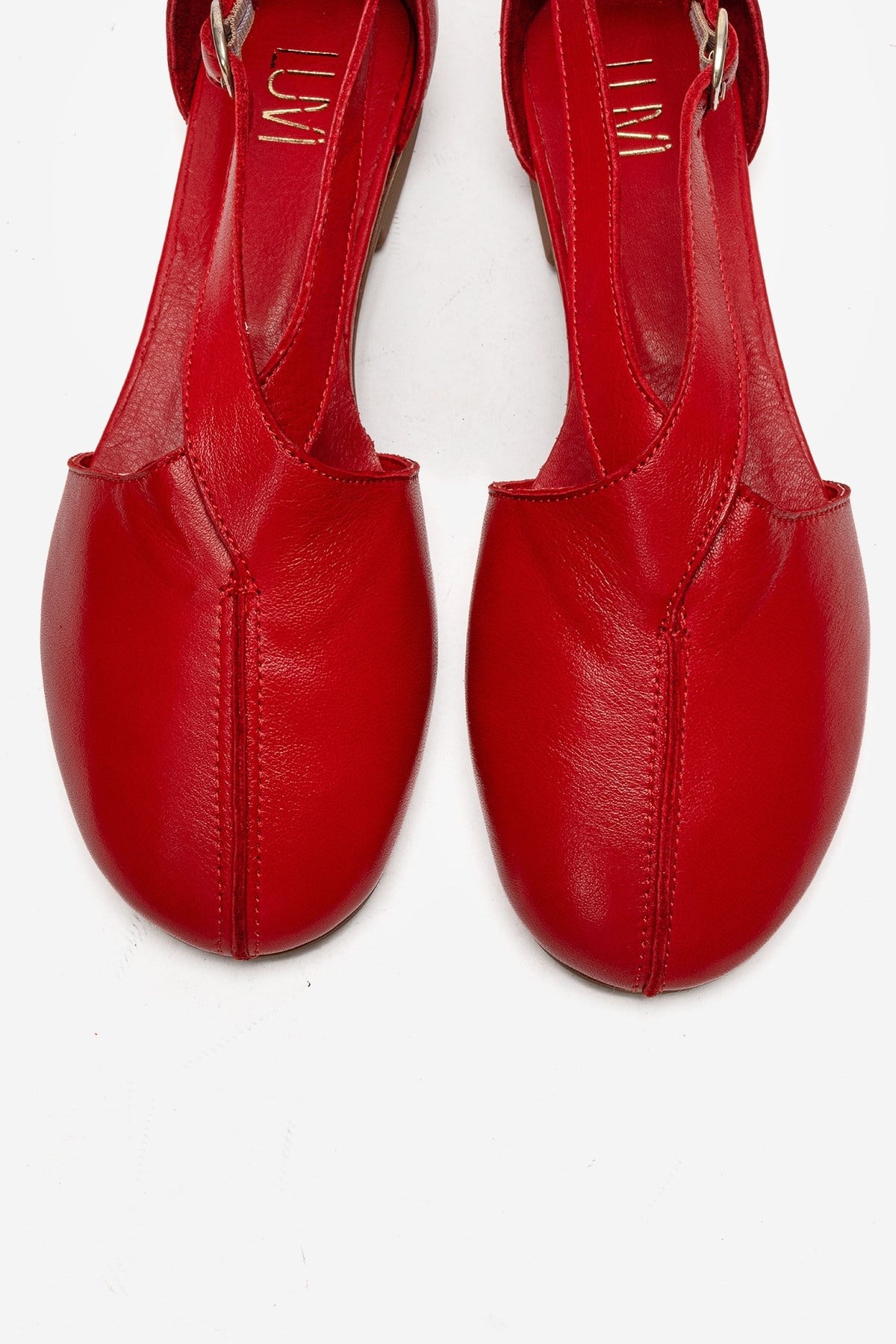 Fable - Bailarina de cuero genuino rojo con corte lateral (Mujer)