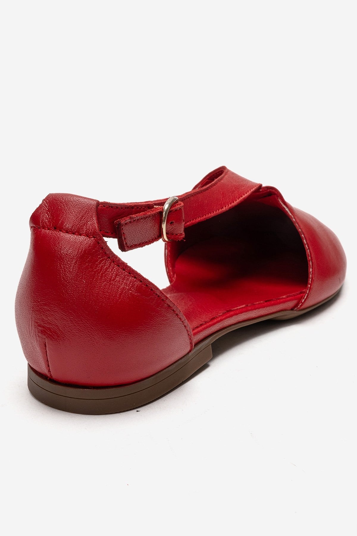 Fable - Bailarina de cuero genuino rojo con corte lateral (Mujer)