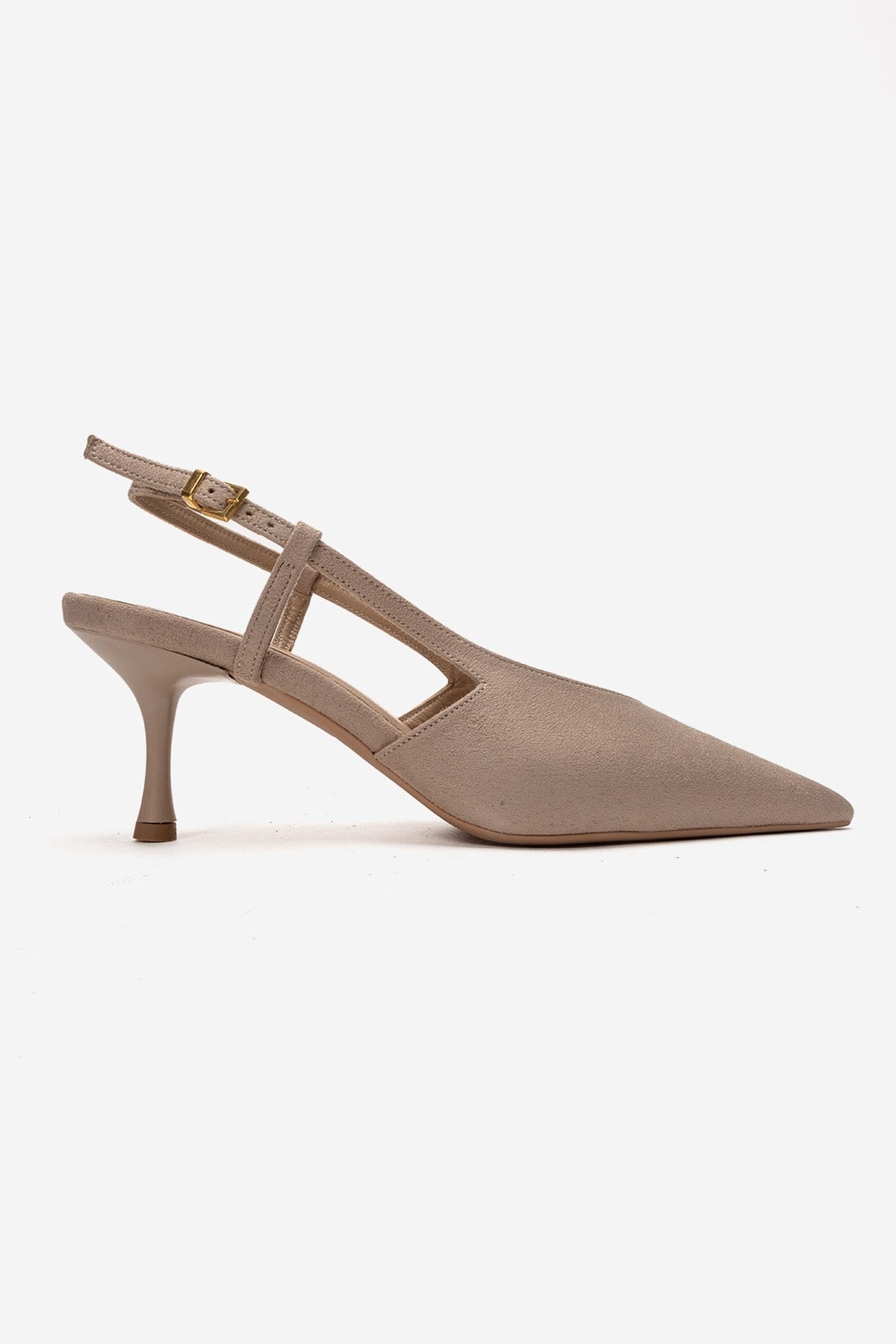 Irena - Zapatos de Tacón de Aguja Destalonados de Ante Beige con Punta, Piel Genuina (Mujer)