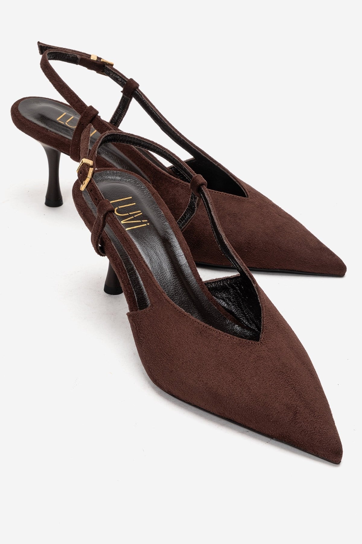 Irena - Brown Genuine Leather Pointed Slingback Stiletto Pump (Women)
