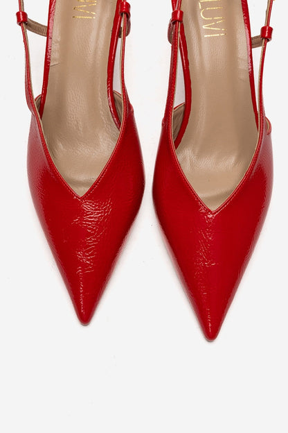 Irena - Red Genuine Leather Pointed Slingback Stiletto Pump (Women)