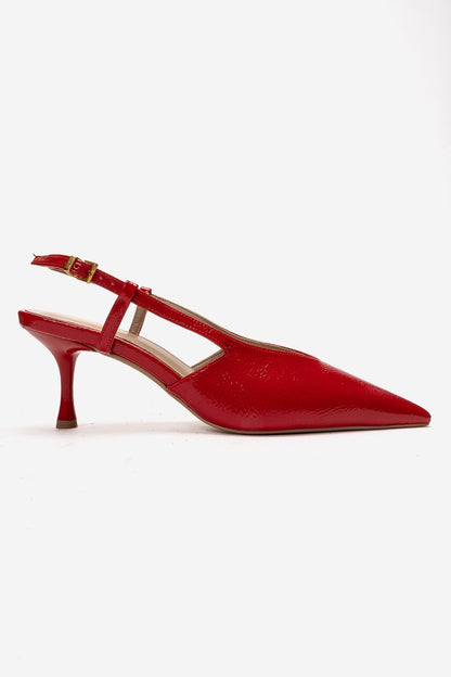 Irena - Red Genuine Leather Pointed Slingback Stiletto Pump (Women)