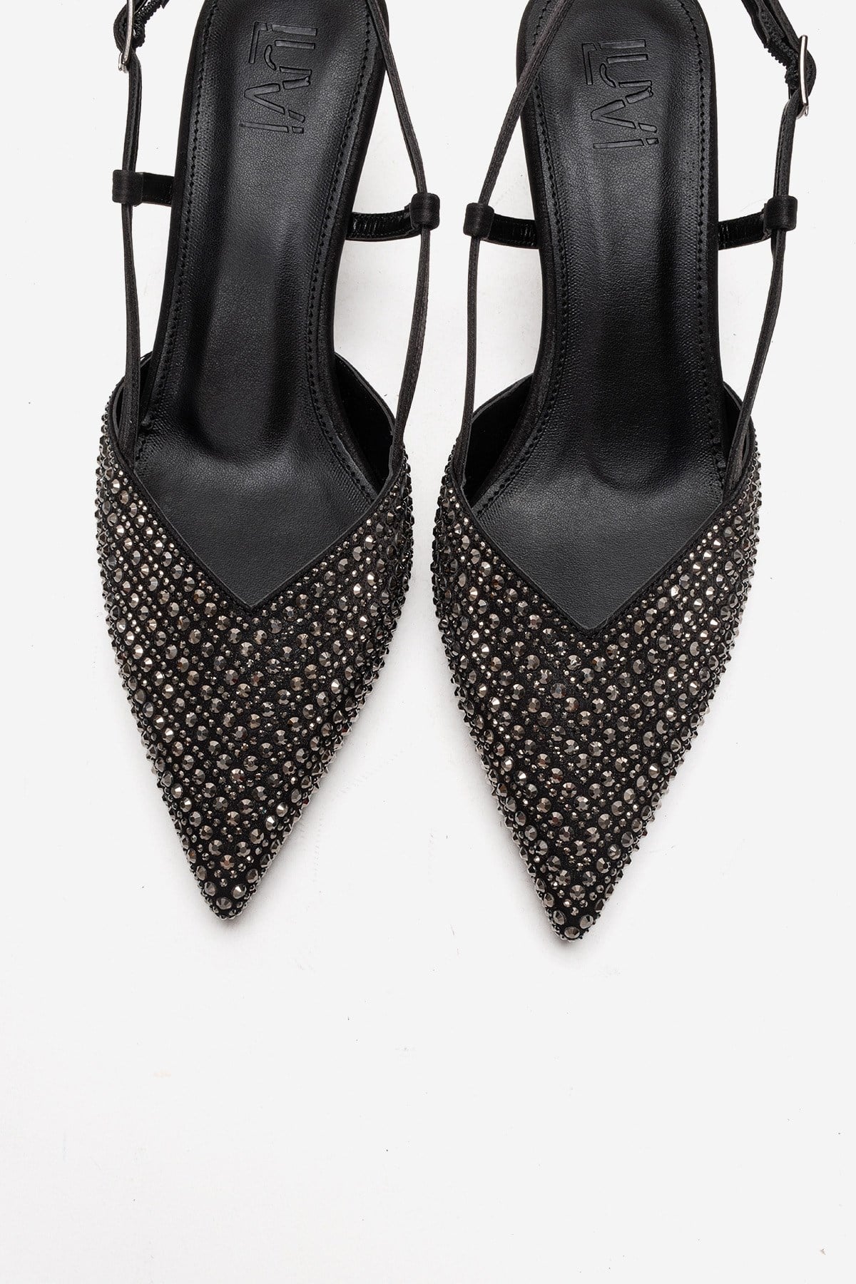 Elodie - Zapatos de tacón de aguja con pedrería - Negro (Mujer)