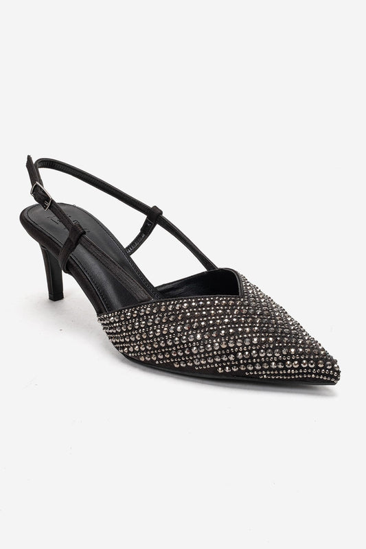 Elodie - Zapatos de tacón de aguja con pedrería - Negro (Mujer)