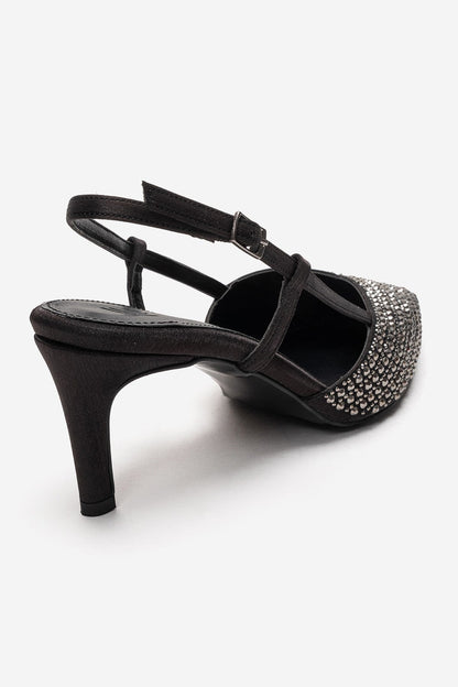 Elodie - Zapatos de tacón de aguja con pedrería - Negro (Mujer)