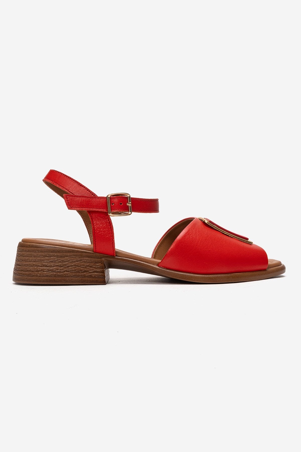 Svelte - Red Genuine Leather Buckled Sandal (Women)