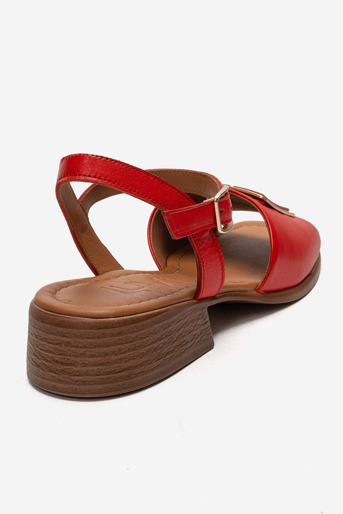 Svelte - Red Genuine Leather Buckled Sandal (Women)