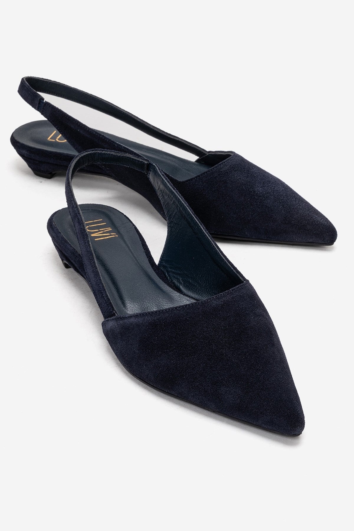 BERLINA - Zapatos de tacón bajo de piel auténtica en azul marino (mujer)