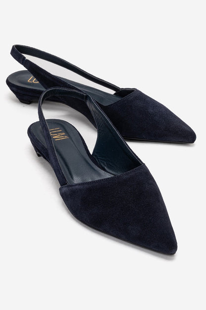 BERLINA - Zapatos de tacón bajo de piel auténtica en azul marino (mujer)