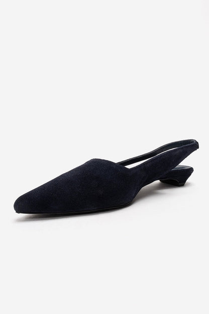 BERLINA - Zapatos de tacón bajo de piel auténtica en azul marino (mujer)
