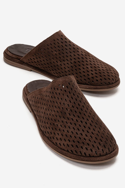 Melara - Brown Genuine Leather Closed-Toe Slide (Women)