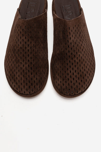 Melara - Brown Genuine Leather Closed-Toe Slide (Women)