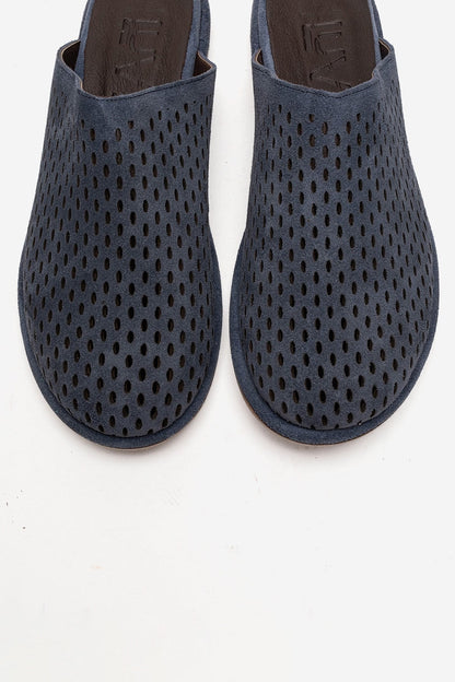 Melara - Navy Genuine Leather Closed-Toe Slide (Women)