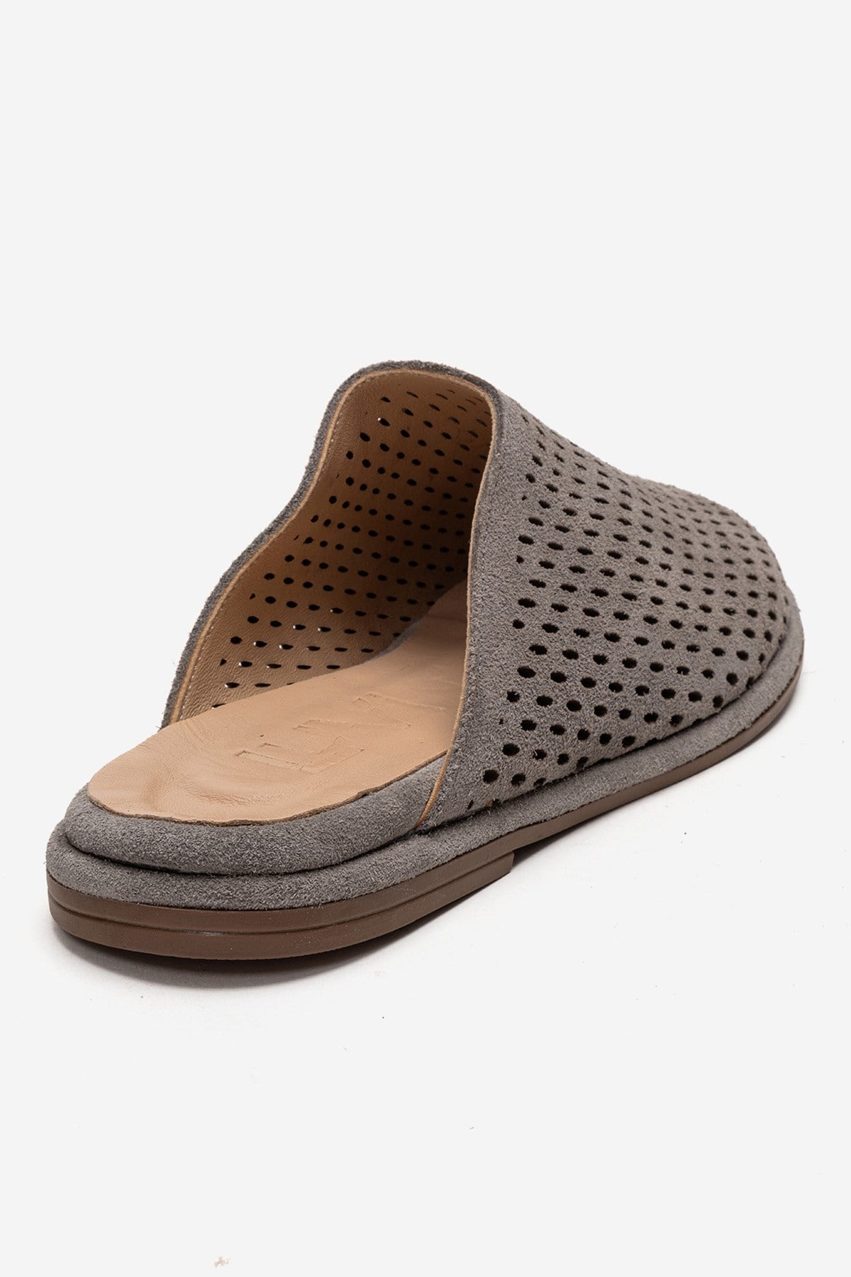 Melara - Gray Genuine Leather (Suede) Perforated Closed-Toe Slide (Women)
