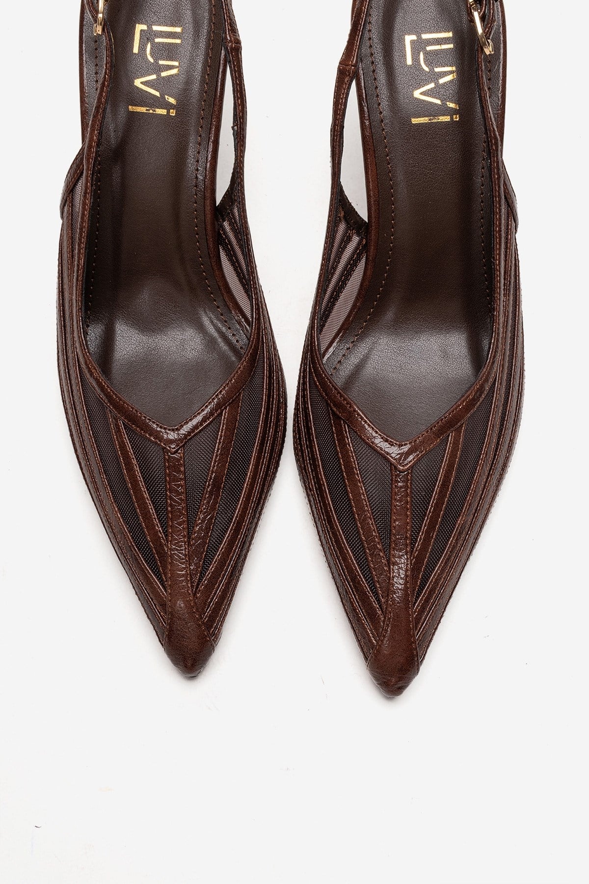 YLENA - Brown Genuine Leather Slingback Stiletto Pump (Women)