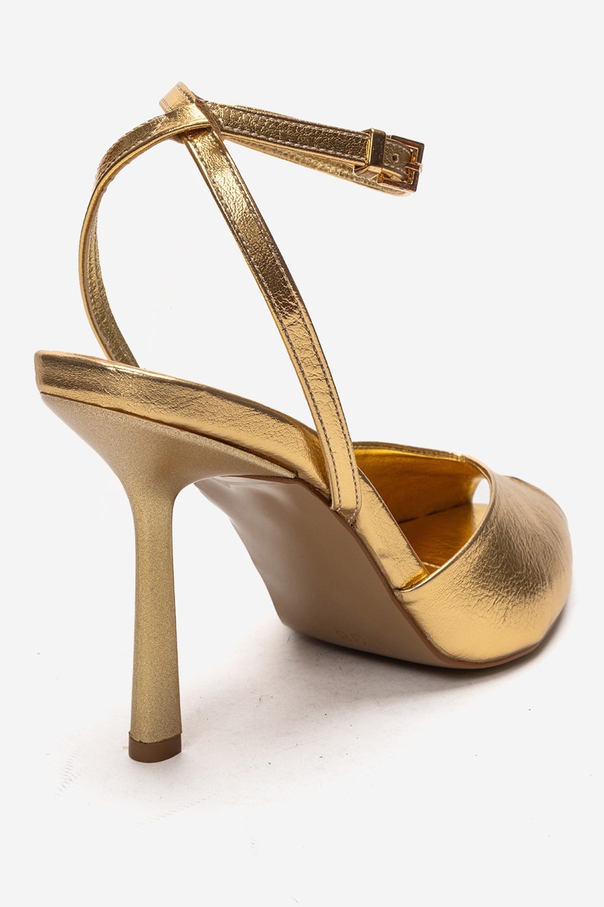 SLATE - Gold Genuine Leather Ankle-Strap Stiletto Pump (Women)