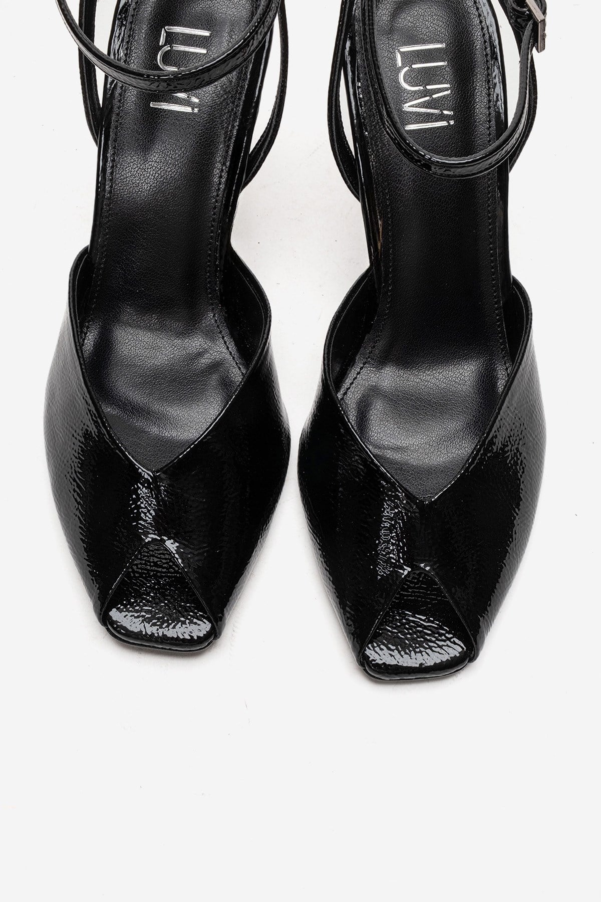 SLATE - Black Genuine Leather Ankle-Strap Stiletto Pump (Women)