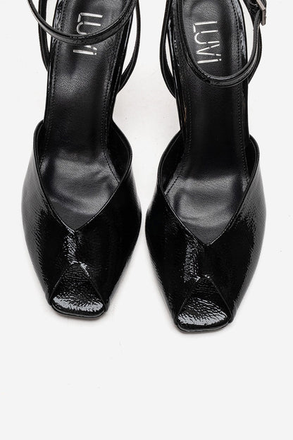 SLATE - Black Genuine Leather Ankle-Strap Stiletto Pump (Women)