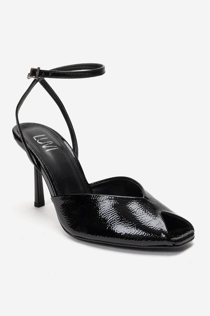 SLATE - Black Genuine Leather Ankle-Strap Stiletto Pump (Women)