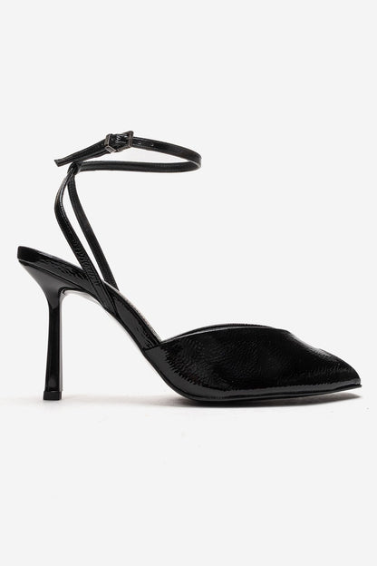 SLATE - Black Genuine Leather Ankle-Strap Stiletto Pump (Women)