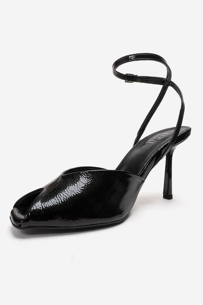 SLATE - Black Genuine Leather Ankle-Strap Stiletto Pump (Women)