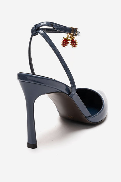 THALIA - Zapatos de tacón de aguja de charol azul ahumado (Mujer)
