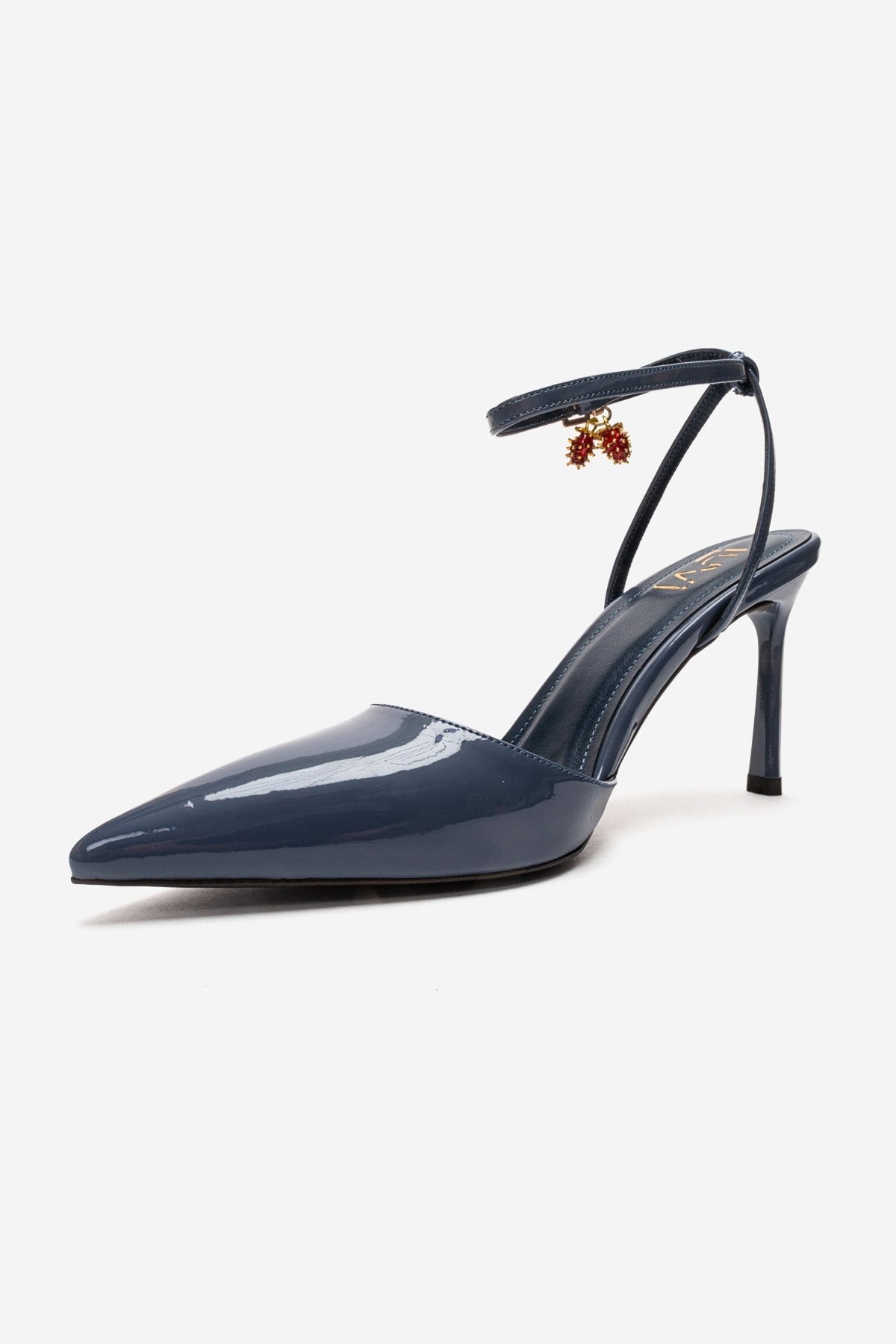 THALIA - Zapatos de tacón de aguja de charol azul ahumado (Mujer)